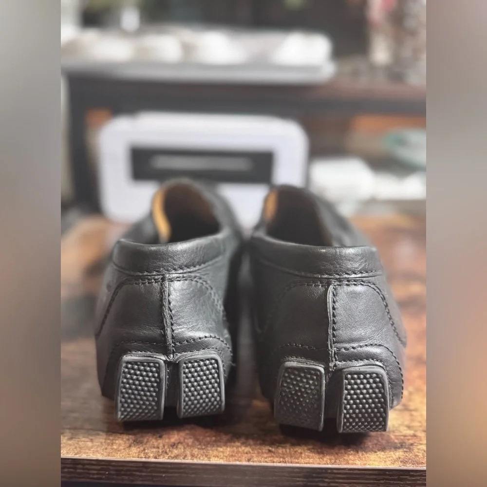 Clarks Markman Plain Black Leather Driving Loafers 11.5 M